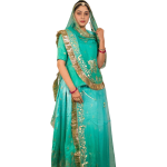 Aqua Green Banarsi Rajputi Suit | Zari Sequins & Aari Work on Bamber Satin | Jaipurio Designer Collection